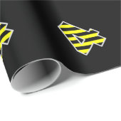 黒はっきりした色と黄ストライプ色のイベント4誕生日# ラッピングペーパー (ロールコーナー)