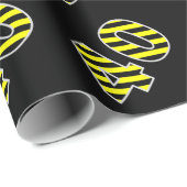 黒はっきりした色と黄ストライプ色のイベント40個(誕生日) ラッピングペーパー (ロールコーナー)