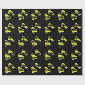 黒はっきりした色と黄ストライプ色のイベント41誕生日# ラッピングペーパー (フラット)