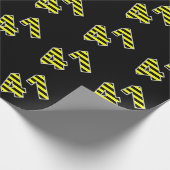 黒はっきりした色と黄ストライプ色のイベント41誕生日# ラッピングペーパー (角)