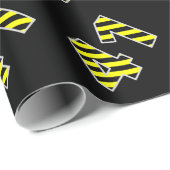 黒はっきりした色と黄ストライプ色のイベント41誕生日# ラッピングペーパー (ロールコーナー)