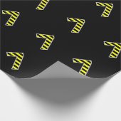 黒はっきりした色と黄ストライプ色のイベント7誕生日# ラッピングペーパー (角)