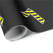 黒はっきりした色と黄ストライプ色のイベント7誕生日# ラッピングペーパー (ロールコーナー)