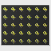 黒はっきりした色と黄ストライプ色のイベント8誕生日番号 ラッピングペーパー (フラット)