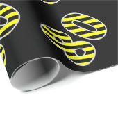 黒はっきりした色と黄ストライプ色のイベント80個(誕生日) ラッピングペーパー (ロールコーナー)