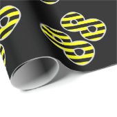 黒はっきりした色と黄ストライプ色のイベント88個(誕生日) ラッピングペーパー (ロールコーナー)