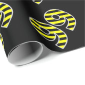 黒はっきりした色と黄ストライプ色のイベント99番(誕生日) ラッピングペーパー (ロールコーナー)