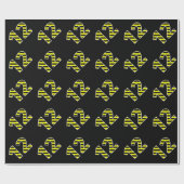 黒はっきりした色と黄ストライプ色の12イベント番号(誕生日) ラッピングペーパー (フラット)