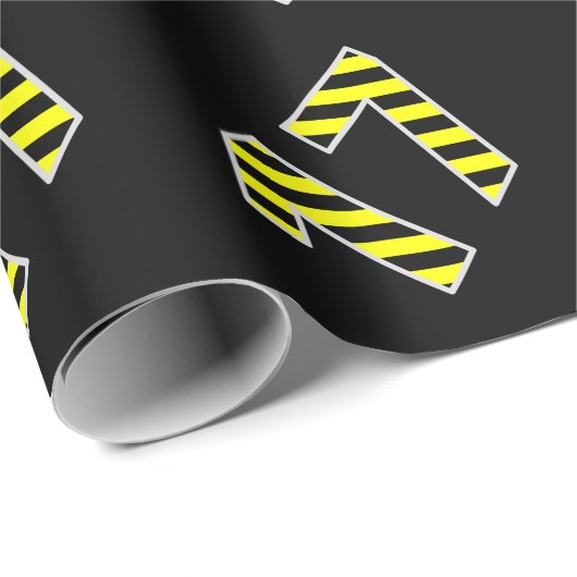 黒はっきりした色と黄ストライプ色の17イベント番号(誕生日) ラッピングペーパー (ロールコーナー)