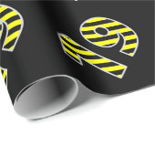 黒はっきりした色と黄ストライプ色の19イベント番号(誕生日) ラッピングペーパー (ロールコーナー)