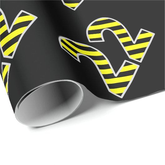 黒はっきりした色と黄ストライプ色の22イベント番号(誕生日) ラッピングペーパー (ロールコーナー)