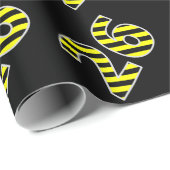 黒はっきりした色と黄ストライプ色の26イベント番号(誕生日) ラッピングペーパー (ロールコーナー)