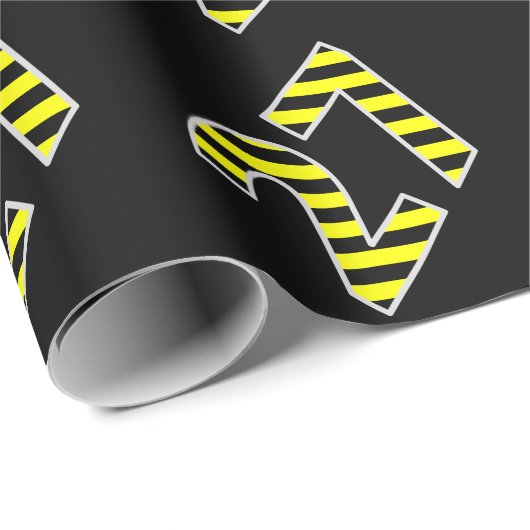 黒はっきりした色と黄ストライプ色の27イベント番号(誕生日) ラッピングペーパー (ロールコーナー)