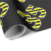 黒はっきりした色と黄ストライプ色の35イベント番号(誕生日) ラッピングペーパー (ロールコーナー)