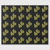 黒はっきりした色と黄ストライプ色の46イベント番号(誕生日) ラッピングペーパー (フラット)