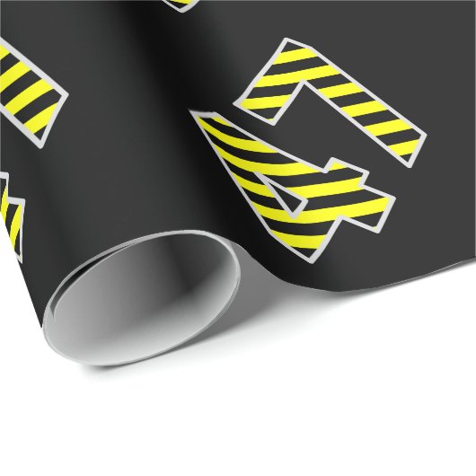 黒はっきりした色と黄ストライプ色の47イベント番号(誕生日) ラッピングペーパー (ロールコーナー)