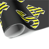 黒はっきりした色と黄ストライプ色の54イベント番号(誕生日) ラッピングペーパー (ロールコーナー)