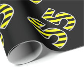 黒はっきりした色と黄ストライプ色の55イベント番号(誕生日) ラッピングペーパー (ロールコーナー)