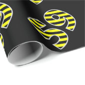 黒はっきりした色と黄ストライプ色の59イベント番号(誕生日) ラッピングペーパー (ロールコーナー)