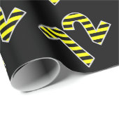 黒はっきりした色と黄色のストライプイベント72誕生日番号 ラッピングペーパー (ロールコーナー)