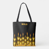 黒はっきりした色のオレンジ色の炎 トートバッグ (裏面)