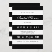 黒はっきりした色 |ホワイトストライプブライダルシャワー招待状 招待状 (正面/裏面)