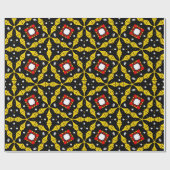 黒はっきりした色、黄、赤ゴシック模様 ラッピングペーパー (フラット)