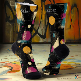 黒はっきりした芸術的色の金ゴールド、ティール（緑がかった色）、およびマゼンタ ソックス