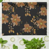 黒はっきりした茶色と金ゴールド キッチンタオル (折り畳み)