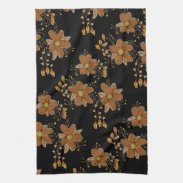 黒はっきりした茶色と金ゴールド キッチンタオル