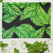 黒はっきりした葉に緑 キッチンタオル (折り畳み)