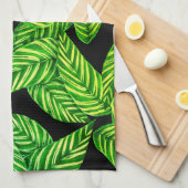 黒はっきりした葉に緑 キッチンタオル (四つ折り)