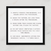 黒はっきりした蝶タトゥーアフターケアの指示 スクエア名刺 (裏面)