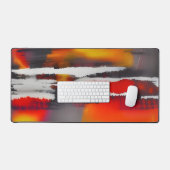 黒はっきりした赤と黄のモダン抽象芸術 デスクマット (キーボード&マウス)