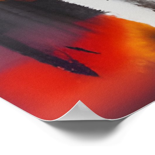 黒はっきりした赤と黄色のモダン抽象芸術枠なし ポスター (角)