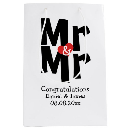 黒はっきりした赤モダン君と氏 ミディアムペーパーバッグ (正面)