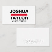 黒はっきりした赤白ミニマユニークモダンリスト 名刺 (正面/裏面)