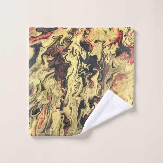 黒はっきりした赤金ゴールド抽象芸術バスルーム用タオルセット バスタオルセット (ウォッシュタオル)