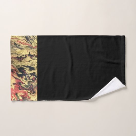 黒はっきりした赤金ゴールド抽象芸術バスルーム用タオルセット バスタオルセット (ハンドタオル)