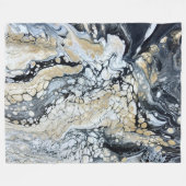 黒はっきりした金ゴールドと白ラージフリースブランケット フリースブランケット (正面(横))