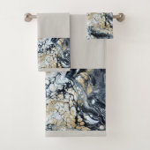 黒はっきりした金ゴールドと白縁ど浴用タオル バスタオルセット (インサイチュ)