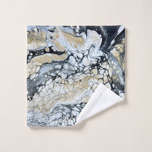 黒はっきりした金ゴールドと白縁ど浴用タオル バスタオルセット (ウォッシュタオル)