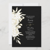 黒はっきりした金ゴールドエレガントフローラ結婚Timeless 招待状 (正面)