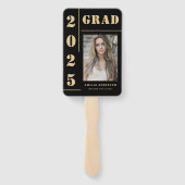 黒はっきりした金ゴールドタイポグラフィ写真卒業パーティー ハンドファン (裏面)