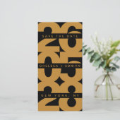 黒はっきりした金ゴールドタイポグラフィ結婚ズ セーブザデート (スタンド正面)