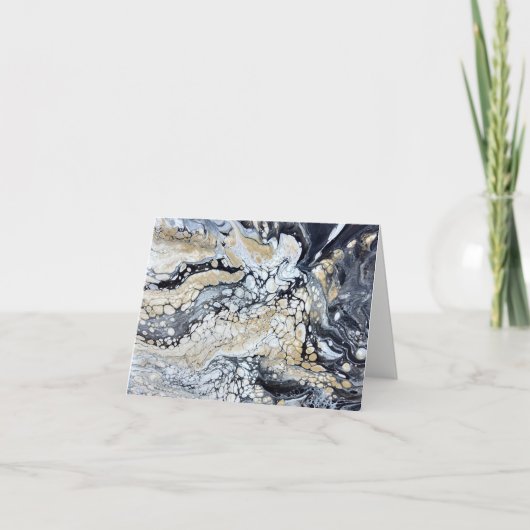 黒はっきりした金ゴールドホワイトノートカード サンキューカード (正面)