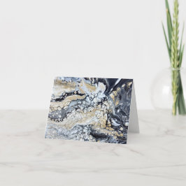 黒はっきりした金ゴールドホワイトノートカード サンキューカード