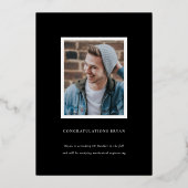 黒はっきりした金ゴールド枠卒業発表カード 箔招待状 (裏面)