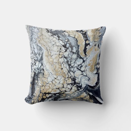 黒はっきりした金ゴールド&白枕 クッション (正面)