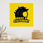 黒はっきりした馬(文字付き) ポスター (キッチン)